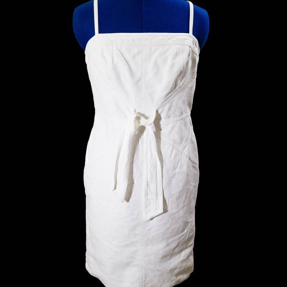 Etcetera Front Tie White Denim Dress Size 8